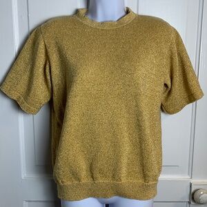 Alfred Dunner Gold Sparkle/Shimmer Pullover Sweater Size S